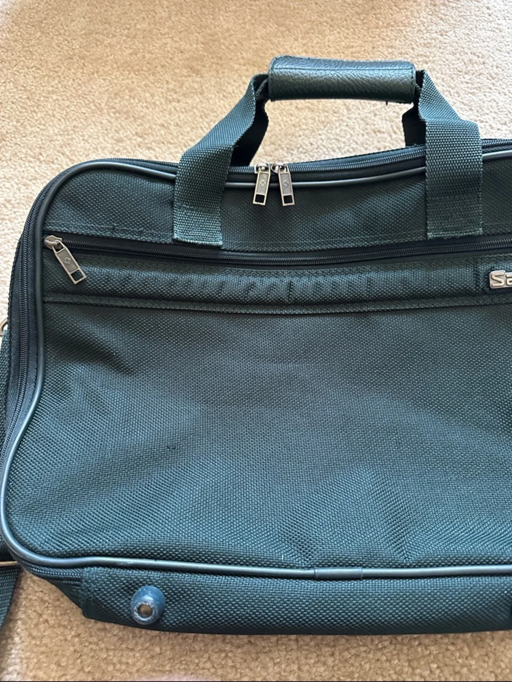 Samsonite Dark Green Laptop Briefcase with Shoulder Strap